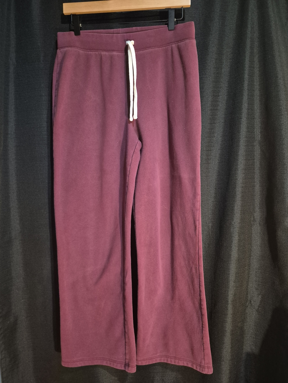 Lands' End Burgundy Wide-Leg Kids Sweatpants with White Drawstring